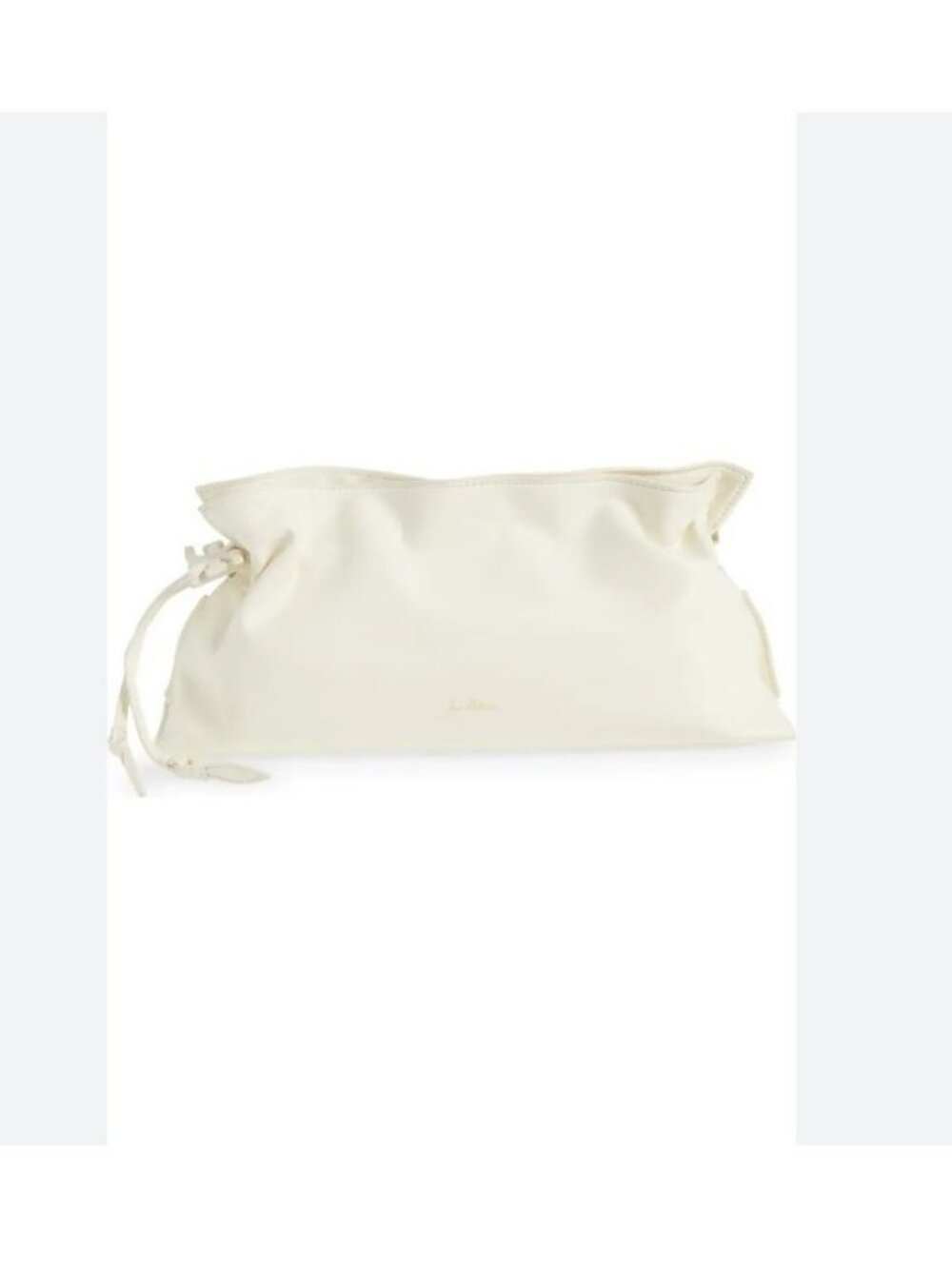 SAM EDELMAN Poppy oversized leather drawstring clutch + Dust bag WHITE/OFF WHITE